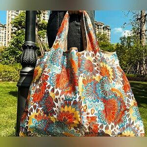 Colorful Flowers Large Tote